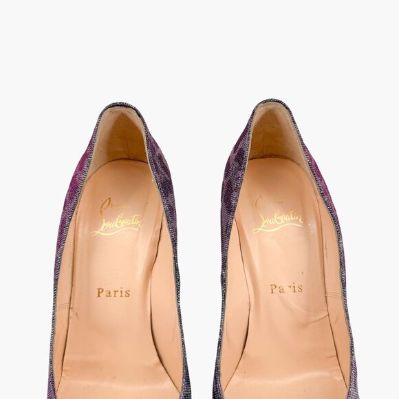 Christian Louboutin Highness 160 Platform Pumps Size 38.5 Blue Purple Leopard - Picture 4 of 13